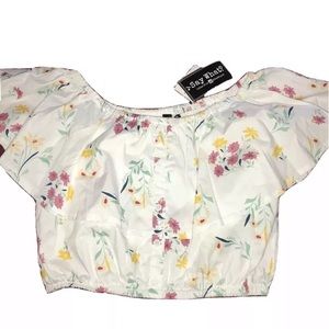 White Floral Crop Top